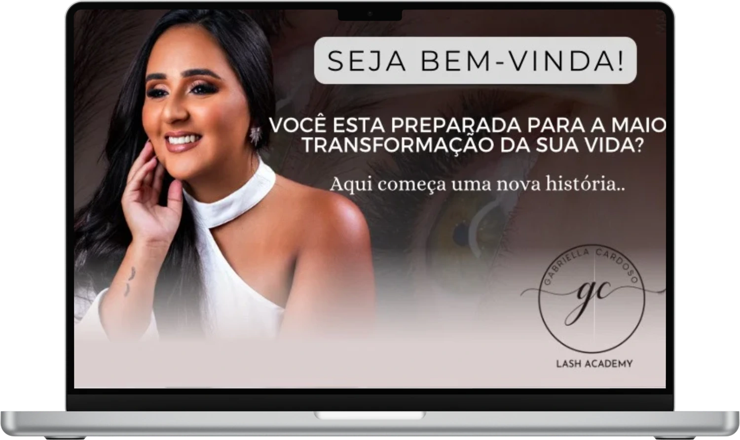 Apresentação real dos slides do Educadora Lash Black em um notebook